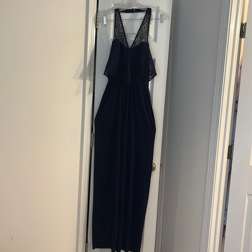 Navy blue jumpsuit.